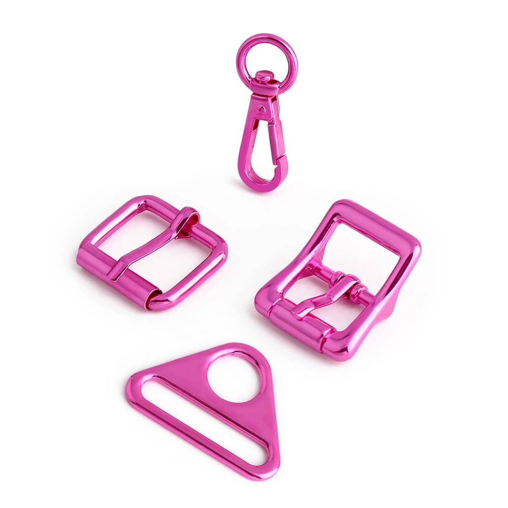 10/30/100PCS 25mm Hot Pink Metal Snap Hooks Ring Buckles For Leather Belt Wallet Keyring Carabiner Bags Spike Stud Accessories
