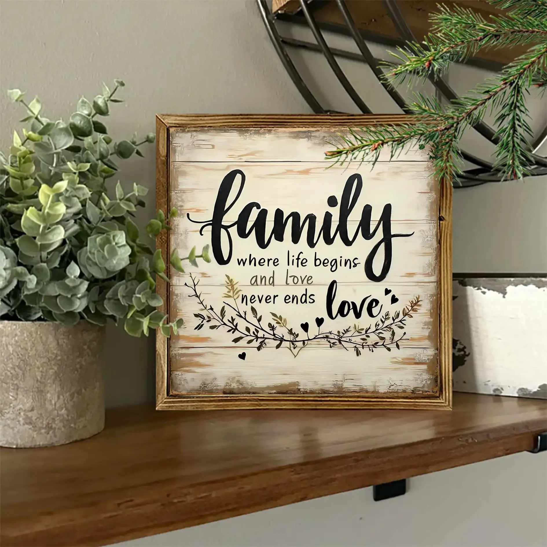 2D Vintage Simple Style Wooden Nameplate Wall Art Simple Design High Quality Home Decor Coffee Shop Decor Perfect Holiday Gift