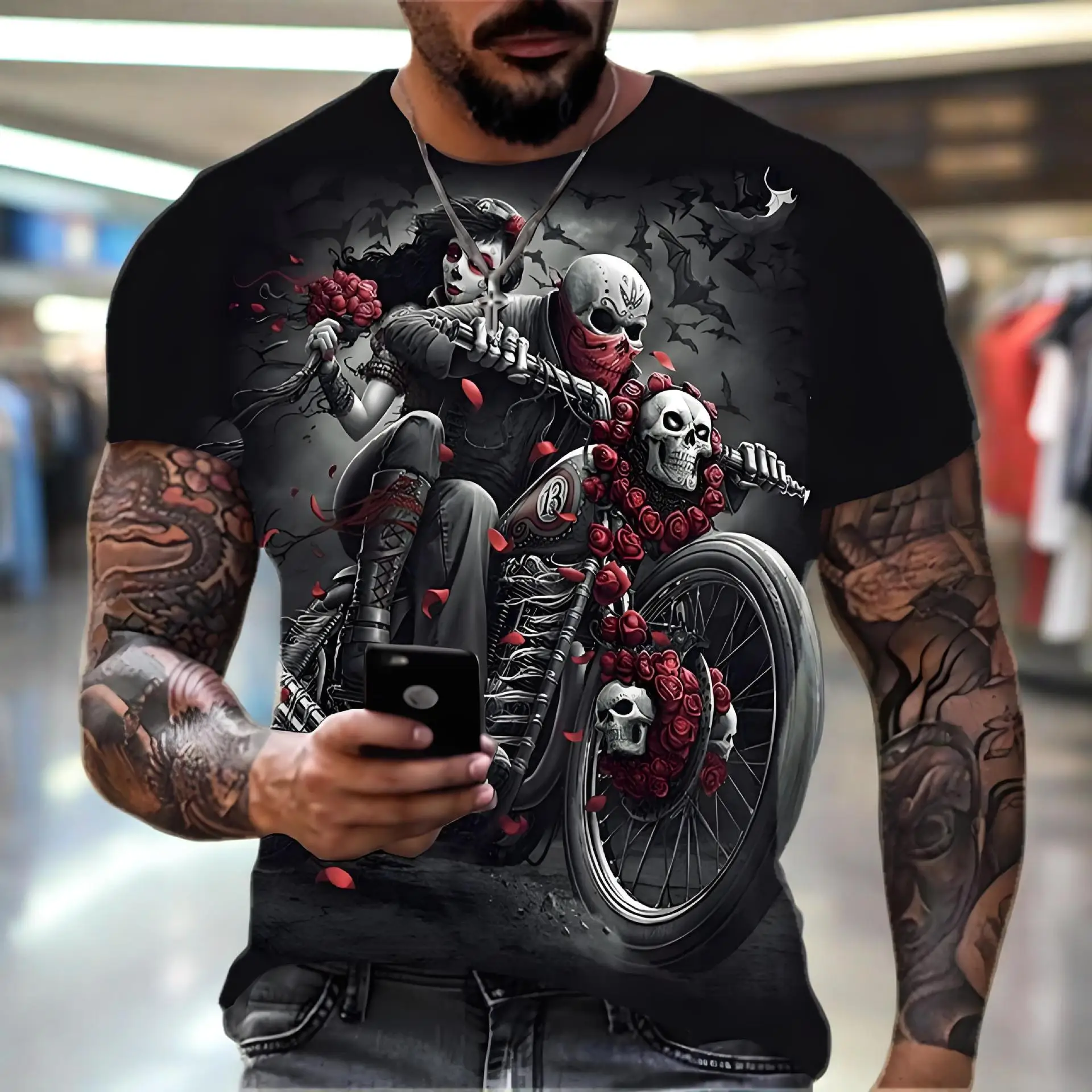 Men's 3D Animal Print T-Shirt - close-up view