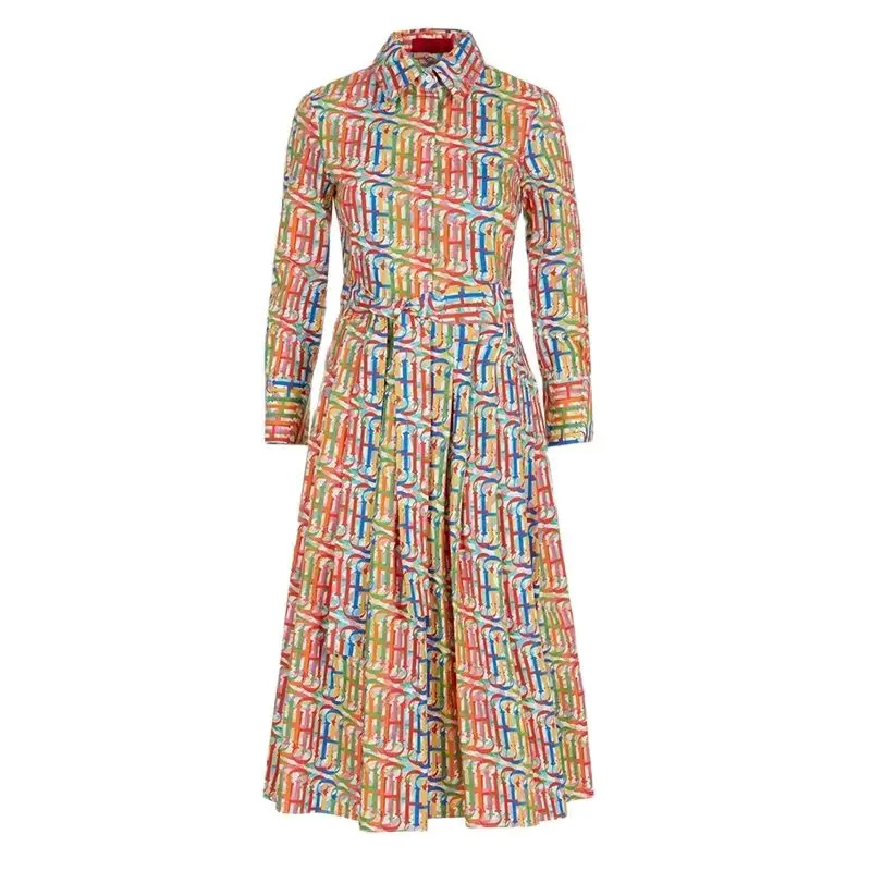 

CH Women's Dresses Simple Style A-line Shirt Dresses Unique Pattern Designs Fashionable Versatile Letters Printing