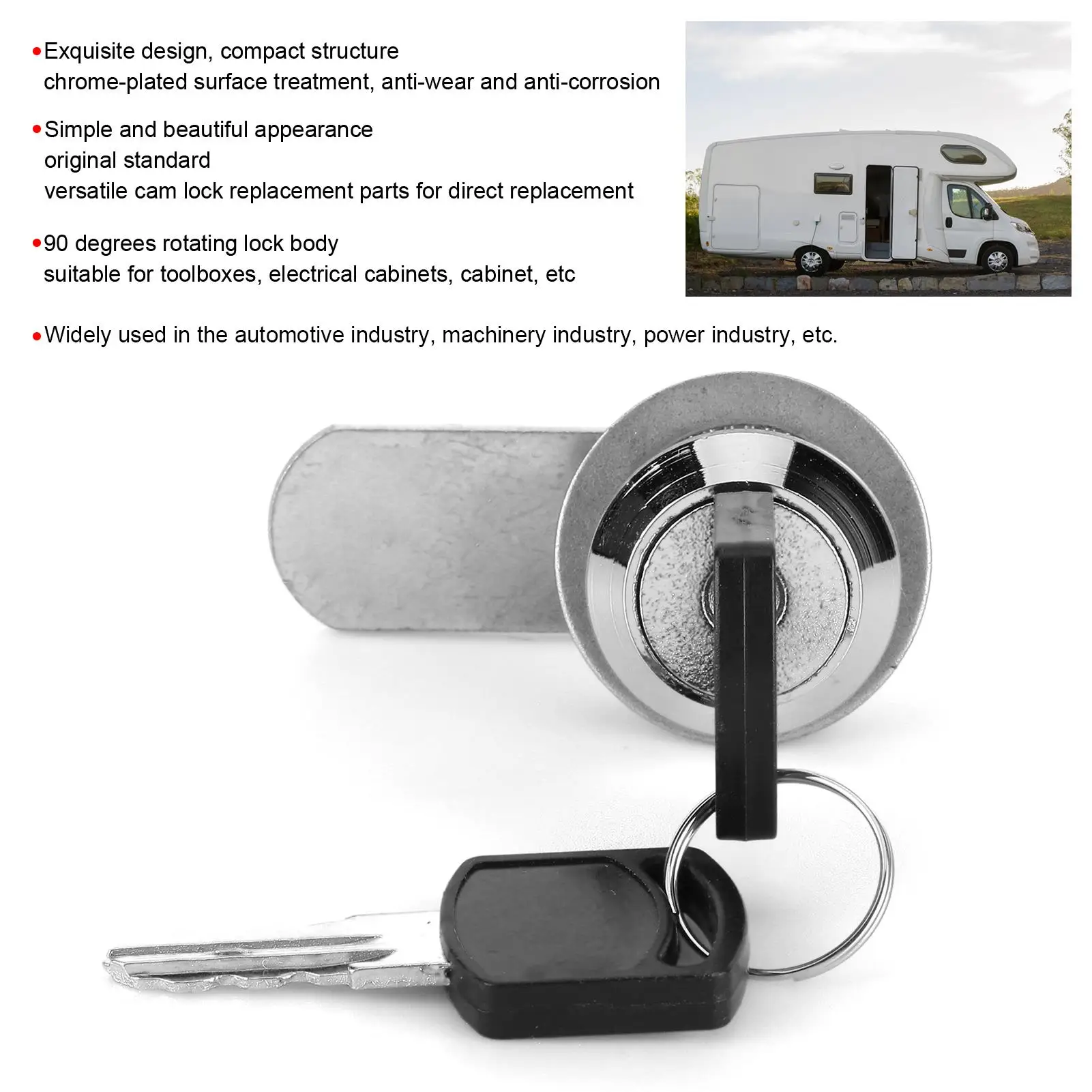 4Pcs Cam Lock Toolbox Drawer Cabinet Locker Replacement Tubular with Keys for trailer RV 15mm Dia Iron for trailer Drawer Lock