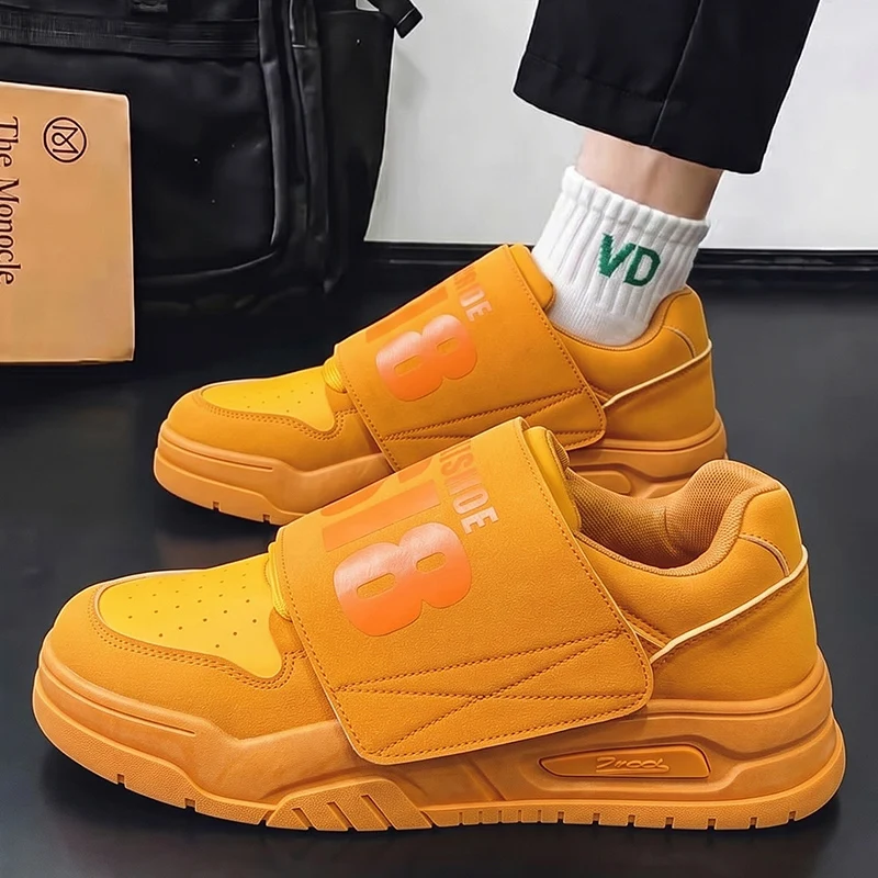 Men Board Shoes Casual Shoes Female PU Leather Luxury Lace Up Walking Thick Sole White Sneakers Flat Outdoor Fashion