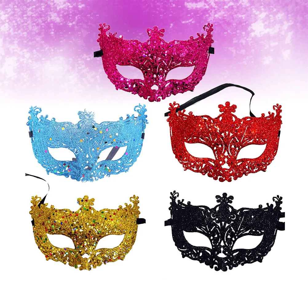 

5pcs Fox Shaped Glitter Masquerade Mask Half Face Cosplay Dance Party Carnival Costume Accessory For Women Gift Mask