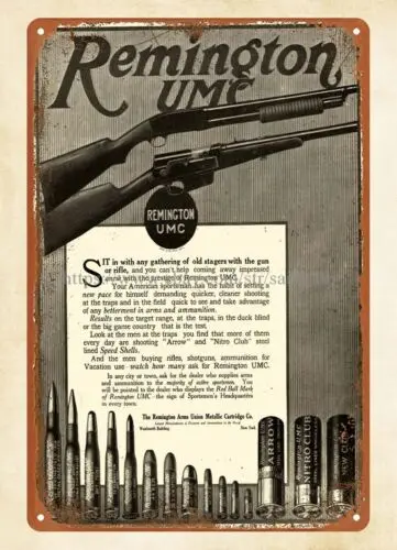 retro home decor plaque 1916 fiream Remington UMC ammo rifles metal tin sign