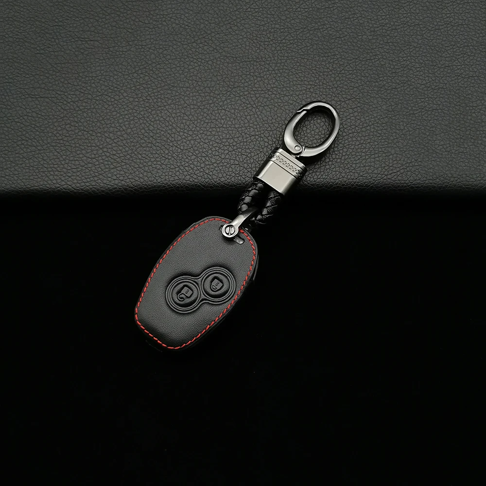 Genuine Leather Car Key Case Smart Key Cover For Renault Clio Logan Megane 2 3 Koleos Scenic Key Card Bag 4 Button Key Shield