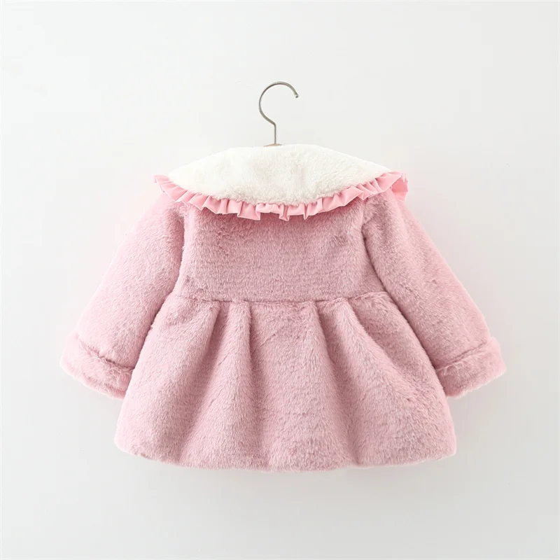 2 Teile/satz Entzückende Winter Kinder Pelzigen Kleidung Süße Bogen Weiche Warme Mantel 0-3 Jahre Altes Kind mantel + Tasche Kinder Neue Jahr Tragen – Detail 2
