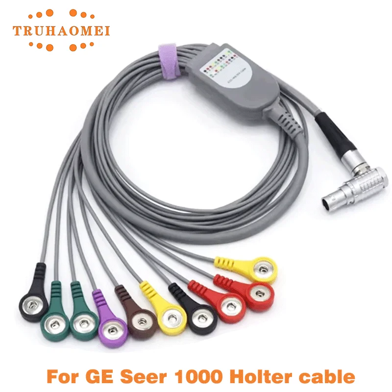 

For GE Seer ECG Cable Holter Cable 10 Leadwires Snap 1000 Seer 12 CardioMe CM3000 Holter Recorder IEC Standard 2107229-001