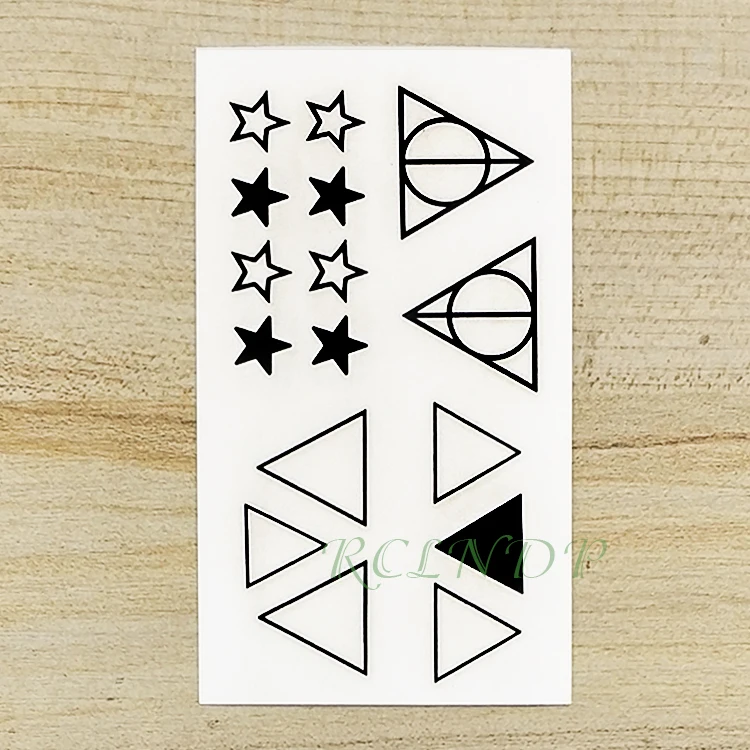 Waterproof Temporary Tattoo Sticker Black white Star Triangle Fake Tatto Flash Tatoo Tatouage Wrist Foot Hand For Girl Women