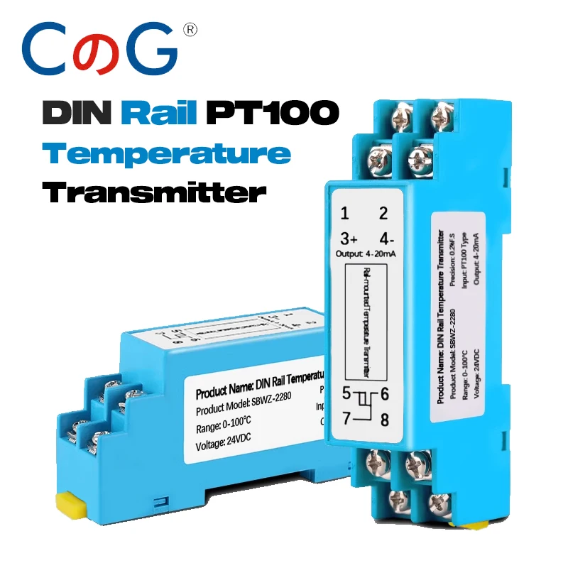 CG 35mm Szyna DIN PT100 Moduł integracji przetwornika temperatury -200-650 ℃ Przetwornik temperatury RTD wyjściowy 4-20mA/0-5V/0-10V