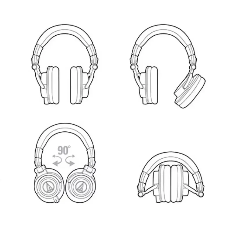 سماعات أذن أصلية من Audio Technica ATH M50X HIFI سماعات رأس احترافية مغلقة بالكامل سماعات رأس محمولة قابلة للطي
