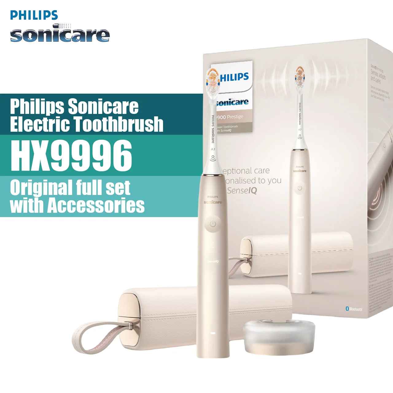 

Philips Sonicare DiamondClean HX9996 electric toothbrush rechargeable Philips Replacement Heads A3 Adult Chanmpagne