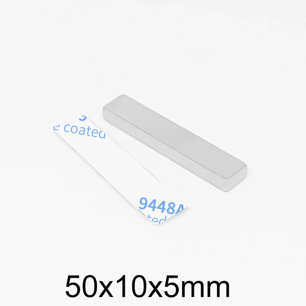 50x10x5mm Thick Block Rare Earth Magnet With Self Double-Sided Tape 50*10*5 Neodymium Magnets 50x10x5