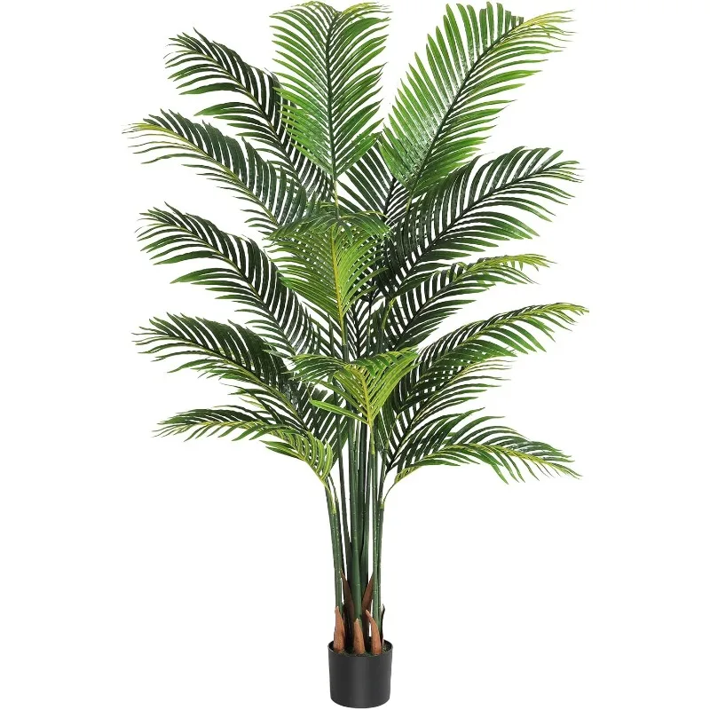 Artificial Fake Palm Tree 6ft Tall with 16 Detachable Trunks Faux Tropical Palm Silk Plant Feaux Dypsis Lutescens Plants in Pot