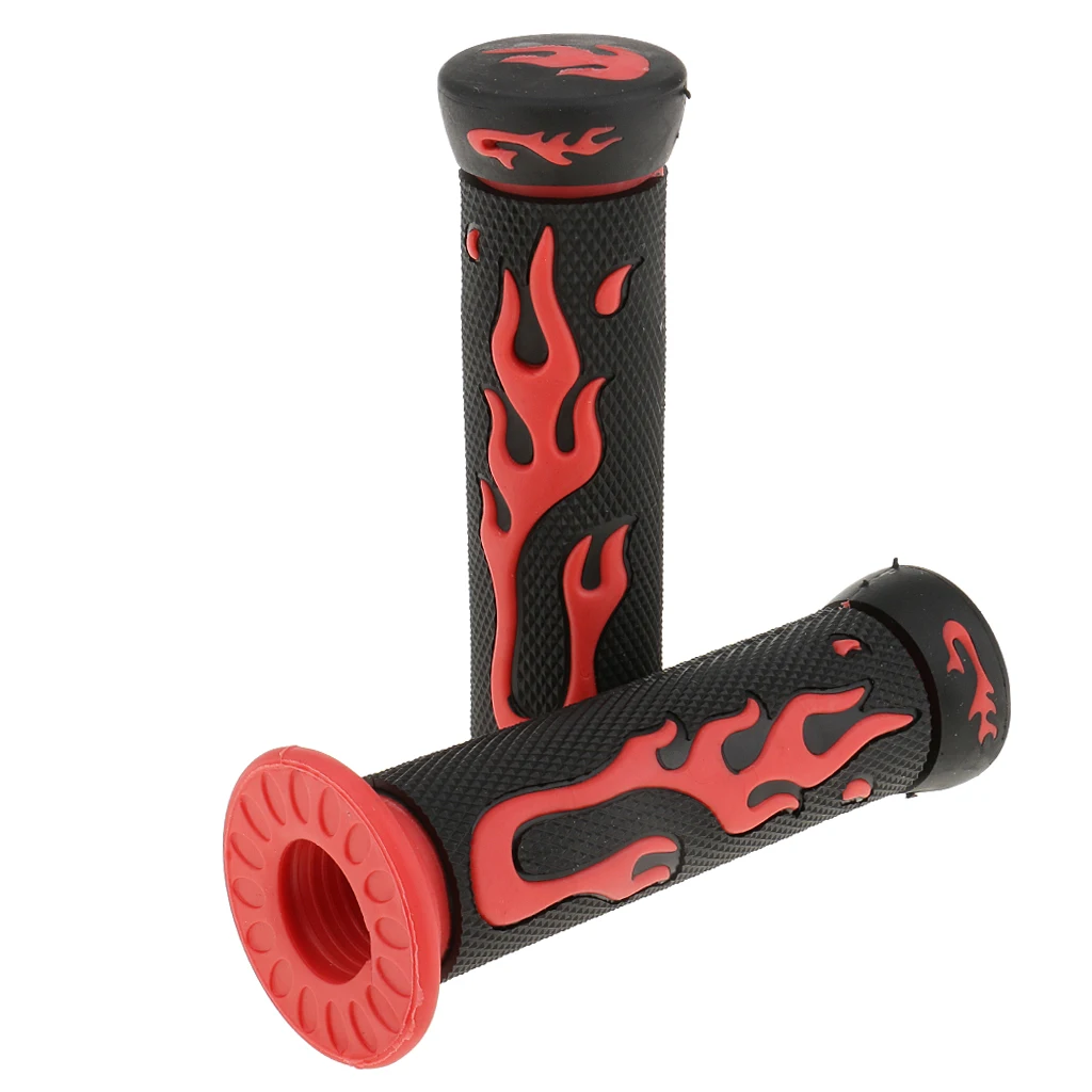 Rubber Flame Pattern Handlebar Grips 22mm Motorcycle Handlebars for Scooter Moped and Motorbike Spare Parts
