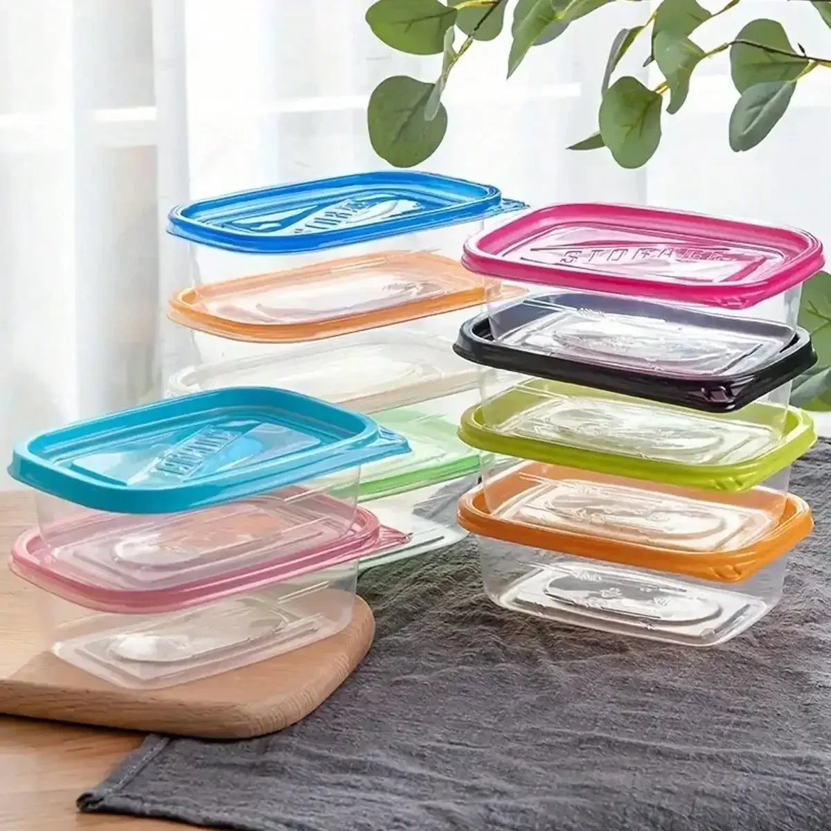 

10pcs Transparent Rectangular Food Storage Sealed Box With Lid, Stackable And Reusable Food Storage Box