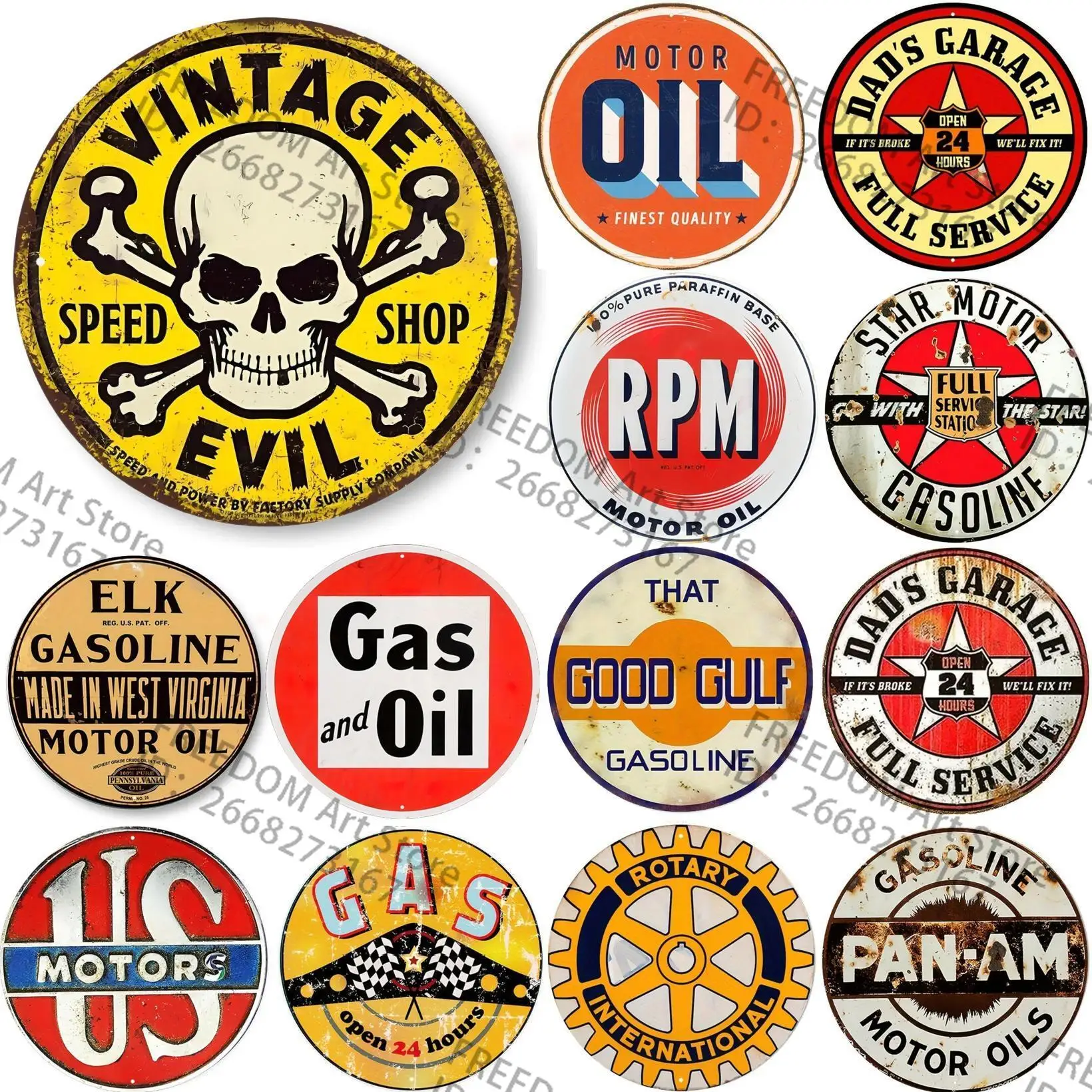 

US Motor Oil Sign Vintage Round Metal Tin Sign Motor Oil Nostalgic Art Poster Retro Plate Garage Bar Pub Home Restaurant Decor