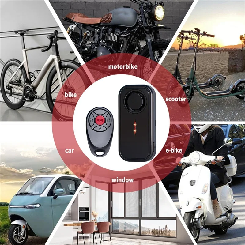 

ABVO-Vehicle Search Vibration Bike Alarm, 113Db Remote Controlled Motorcycle And Bicycle Security Detector