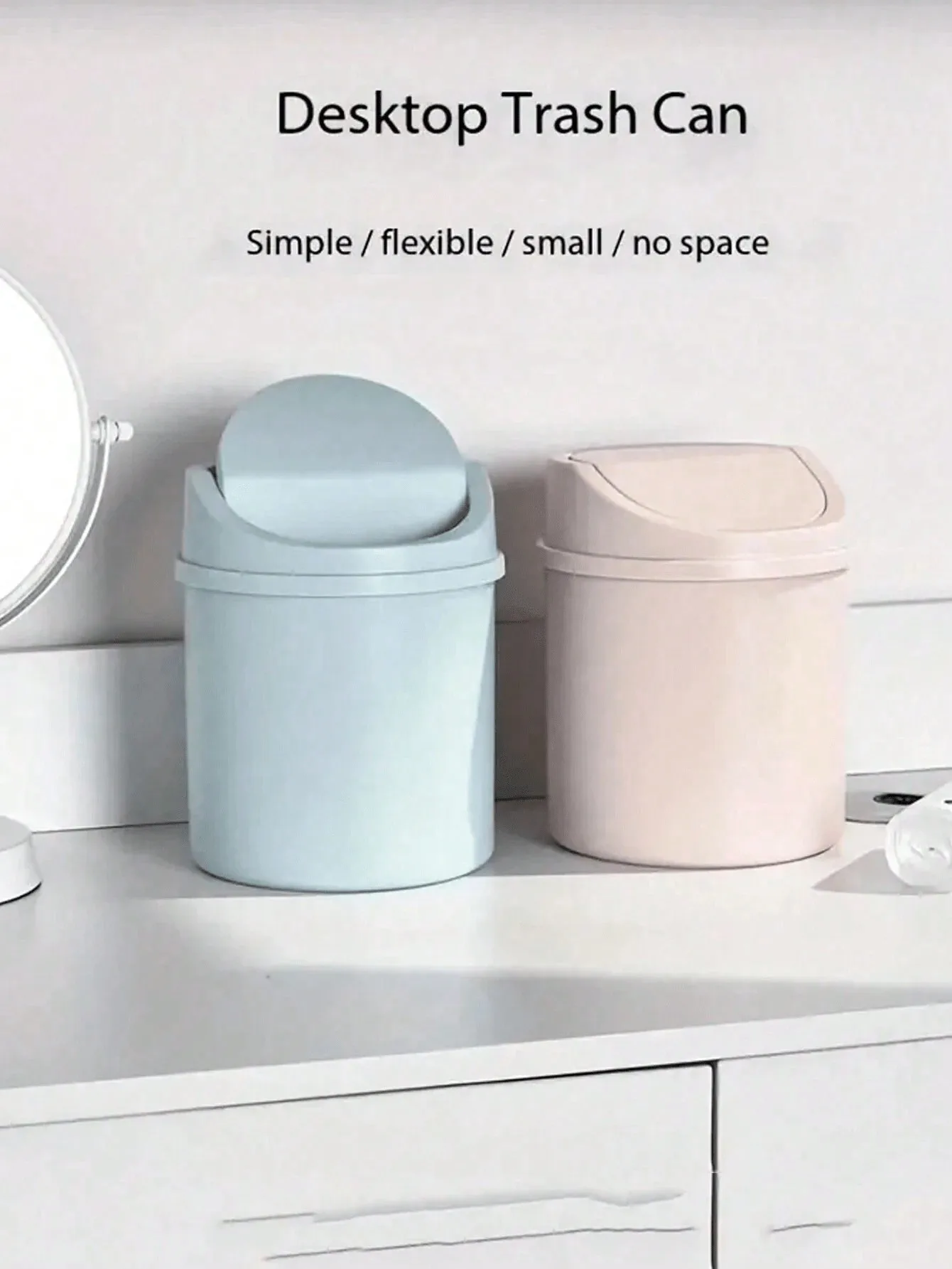 Mini Trash Can With Lid, Small Desktop Garbage Can, Plastic Desk Waste Basket, Rotating Lid Design To Prevent Odor Leakage, For Storing Fruit Peels And Paper Scraps, Keeping Desk Tidy, Suitable For Ba image 7