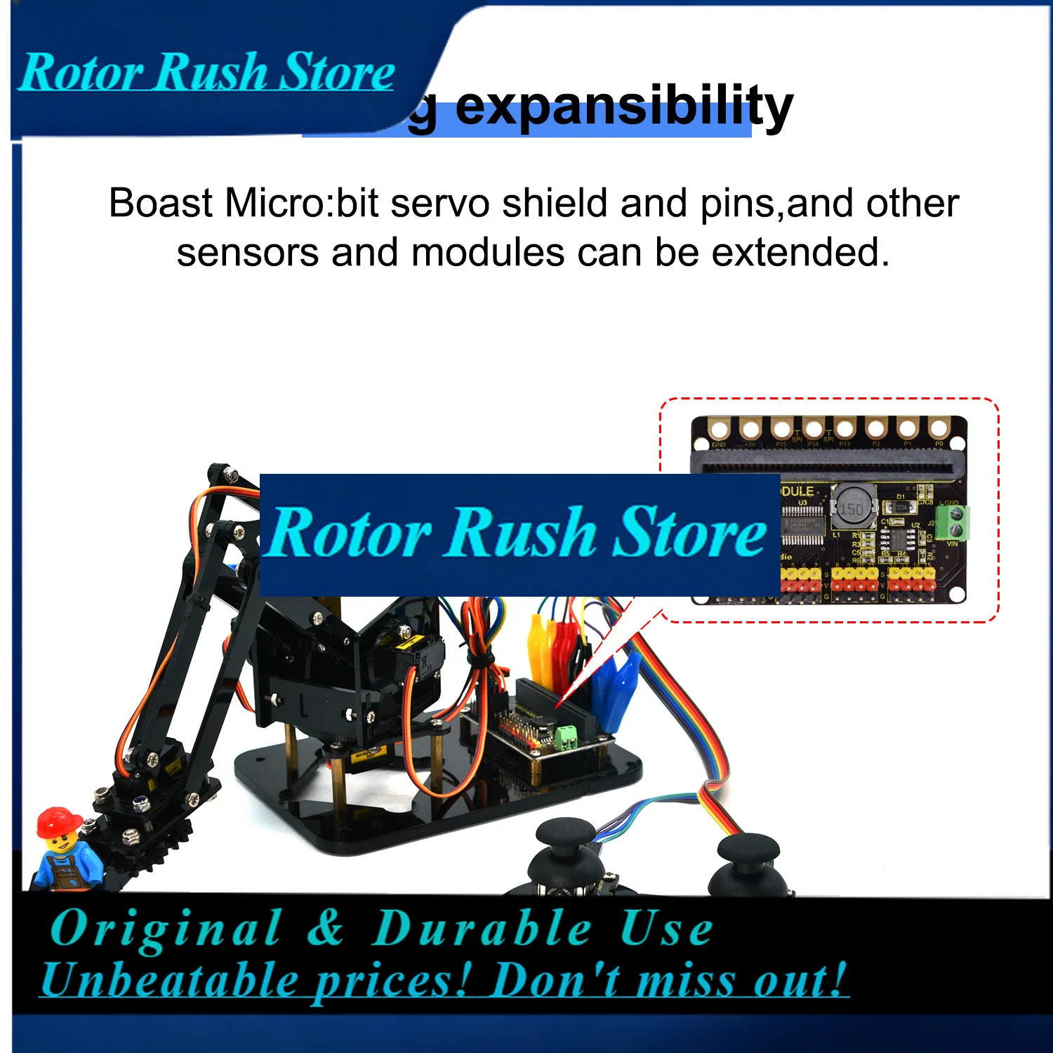 RoRuSKeyestudio 4DOF Microbit V2 Robot Arm Starter Kit Acrylic Mechanical Claw Kit For MicroBit Robot Kit DIY Robot STEM Program