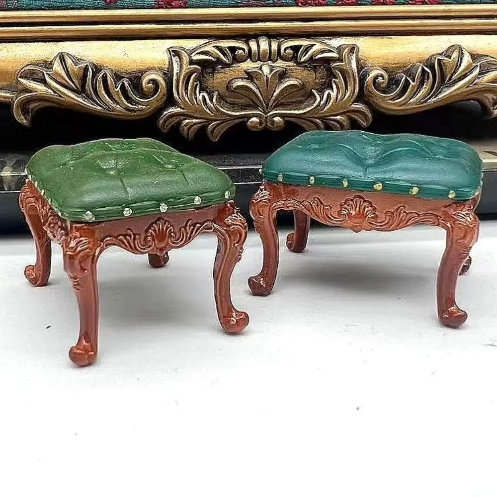 Meninas presente estilo vintage cadeiras de casa de bonecas mini retro simulado miniaturas móveis luxo 1/12 escala cadeira jantar modelo cena