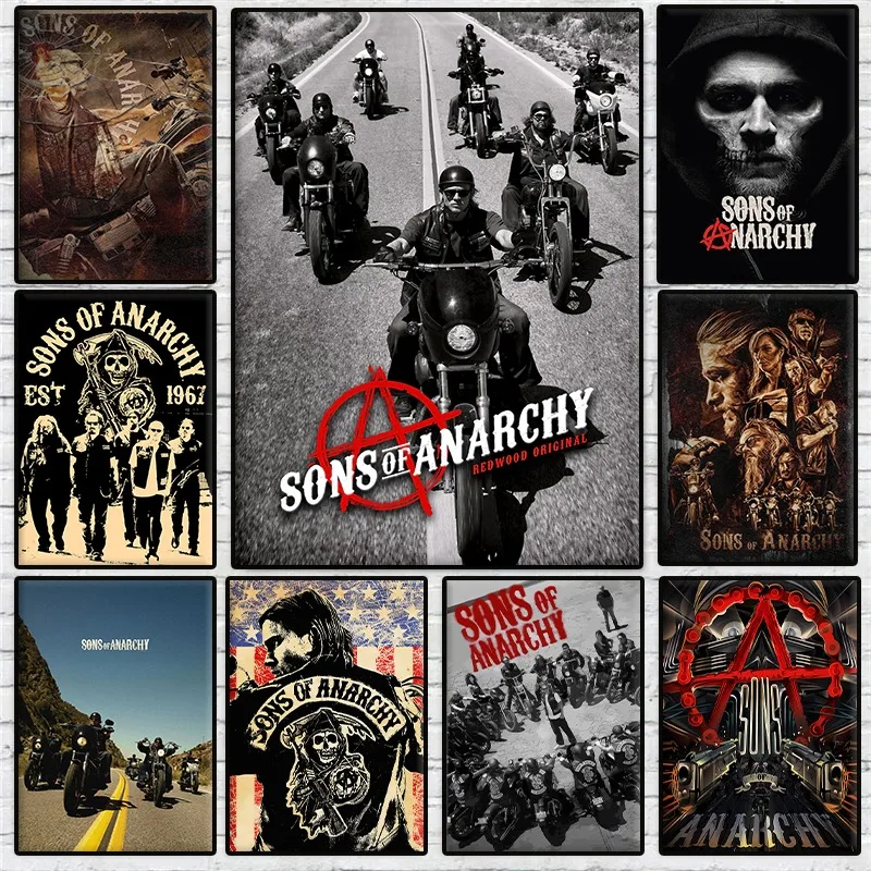 Classic Tv Show Series Sons of Anarchy Poster Vintage Motorcycle Club Prints Canvas Painting Wall Art for Living Room Home Decor