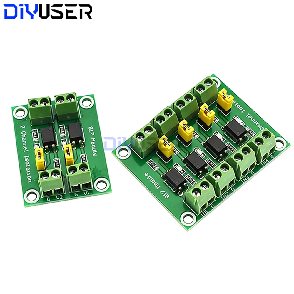 PC817 2 4 Channel Optocoupler Isolation Board Voltage Converter Adapter 3.3V to 5V3.6-30V Driver Photoelectric Isolated