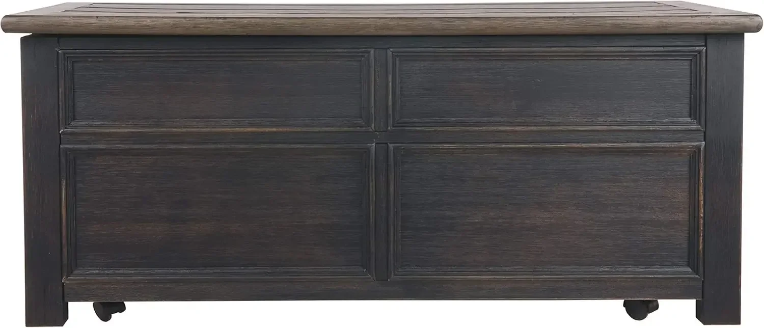 Tyler Creek Rustic Farmhouse Lift Top Coffee Table with Drawers, Brown & Black