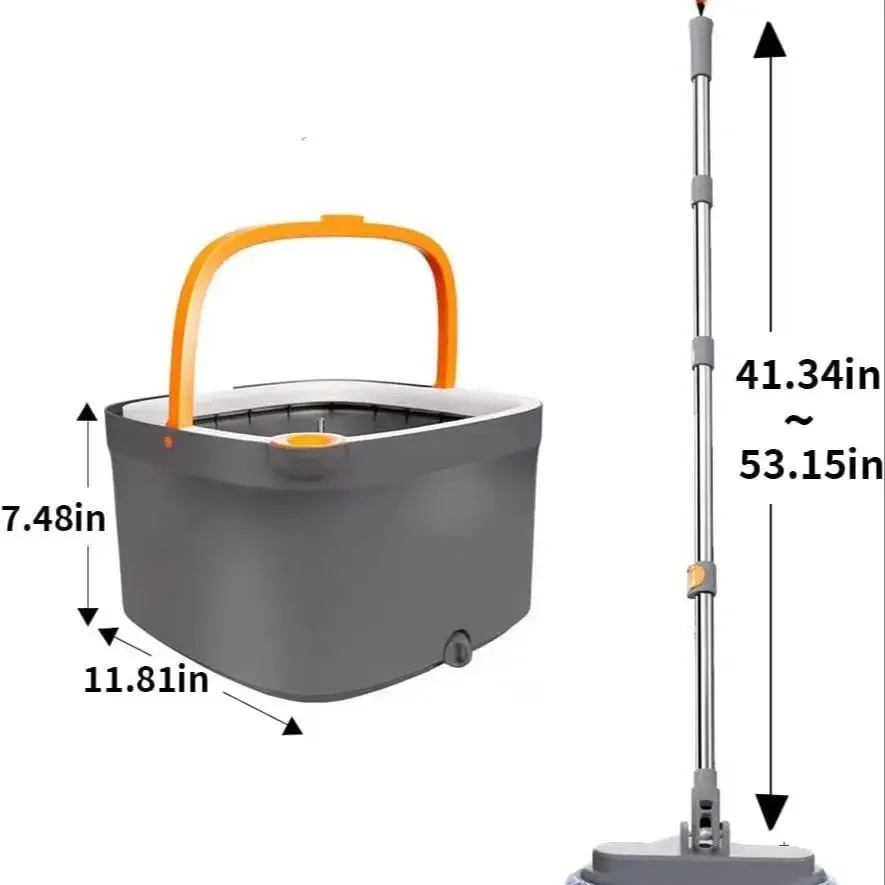 Mop Water Separation Square Mop With Bucket 2PCS Mop Heads 360 Ceaning  Microfiber Lazy Floor Floating Household Cleaning mop