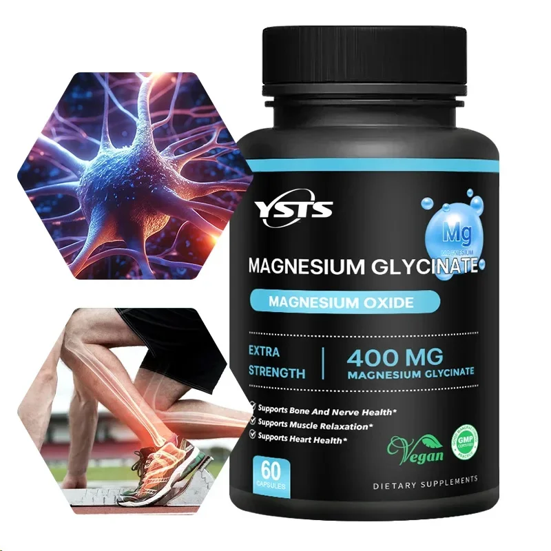 Magnesium Glycinate Capsules - Supports Bone, Heart & Muscle Health, Stress & Anxiety Relief, Promote Sleep Quality, Non-GMO