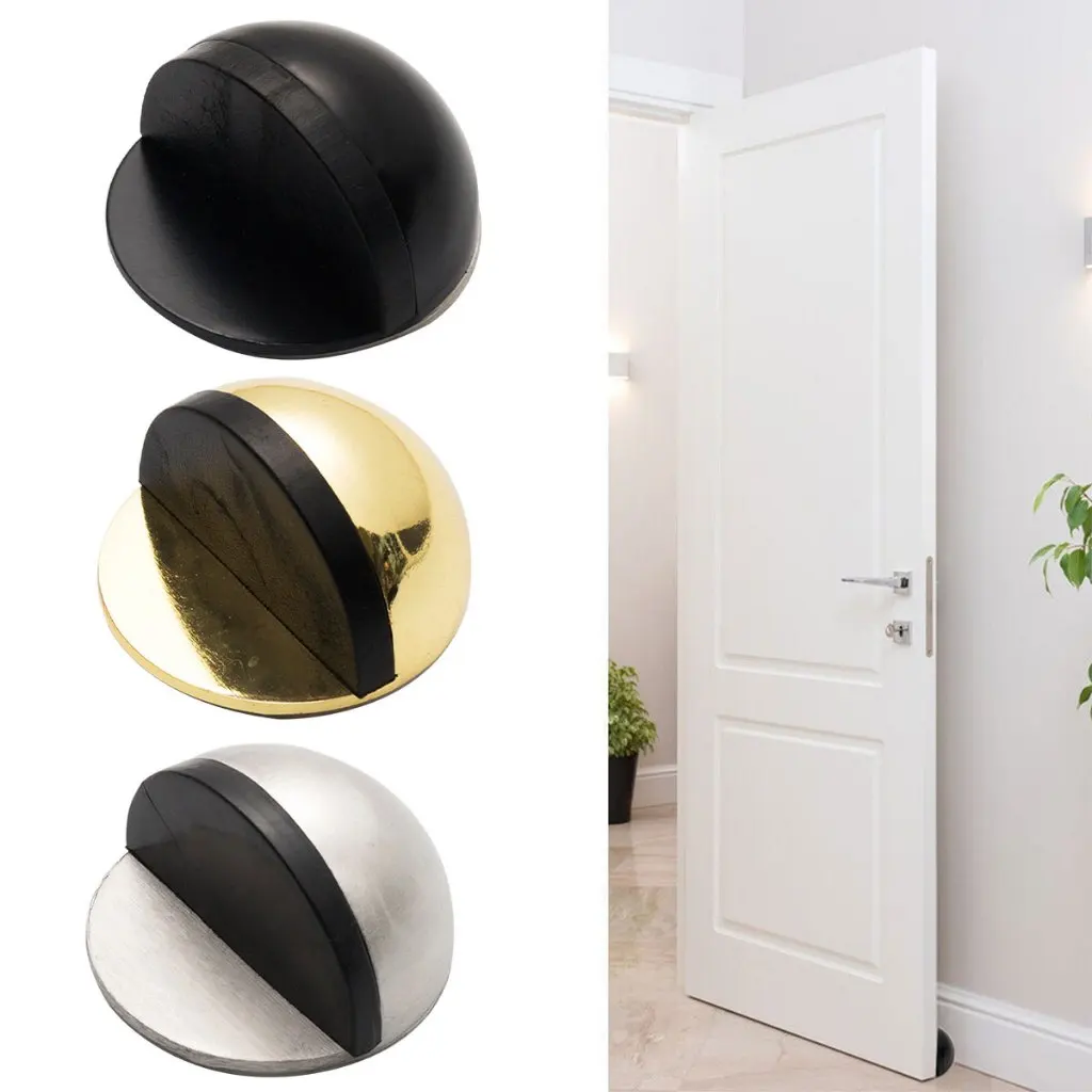 Newest Semi-circle Anti-collision Door Stop Stainless Steel Magnetic Door Stopper Punch-free Door Touch Magnetic Suction Rubber