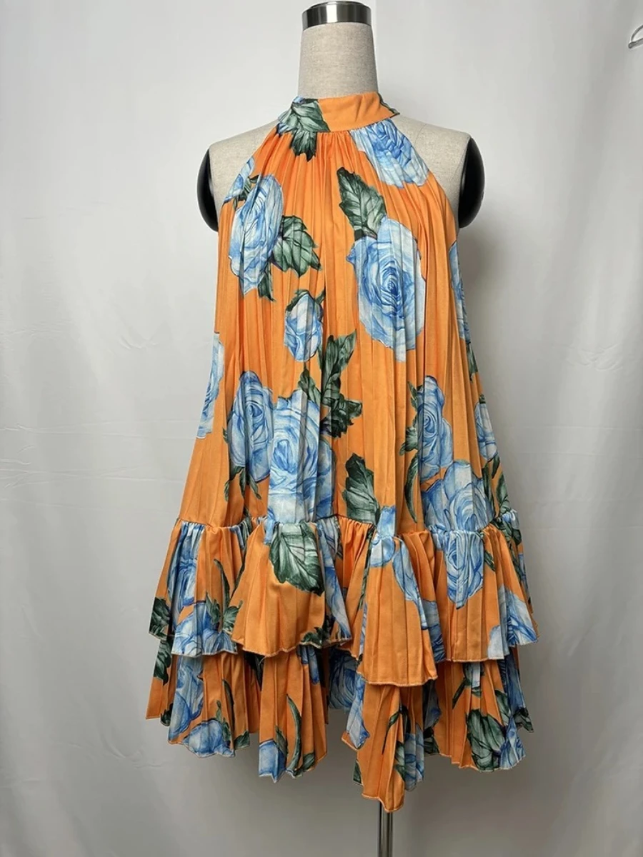 فساتين حفلات صغيرة قابلة للطي من CHICEVER للنساء بدون أكمام بخصر عالٍ فستان نسائي على الموضة