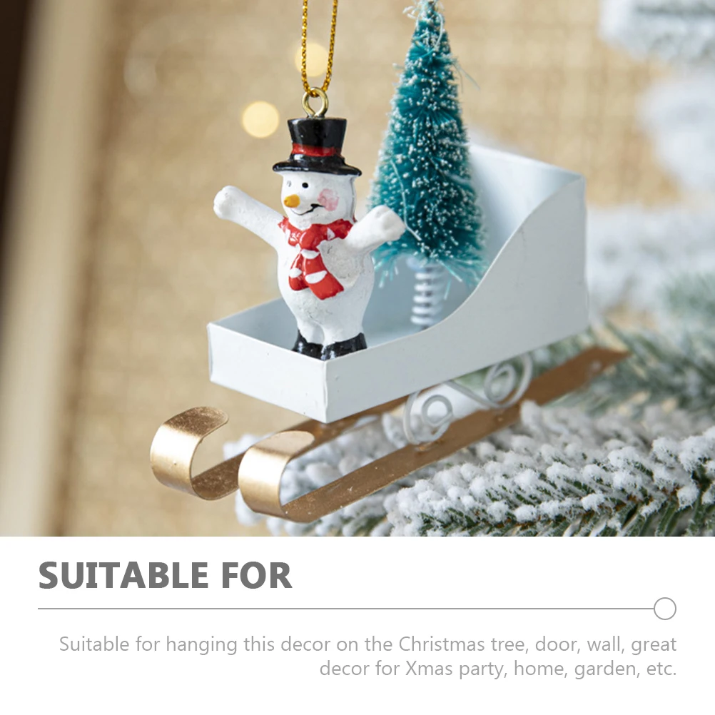 

Christmas Sleigh Ornament Desktop Decor Indoor Hanging Xmas Tree Rustic Sled Pendant Holiday Party Charm Wall Decorations