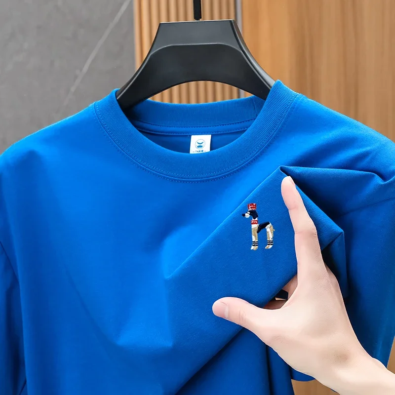 

Мужская футболка оригинального дизайна с круглым вырезом и коротким рукавом, новая летняя изысканная дышащая модная повседневная спортивная мужская одежда с принтом собаки