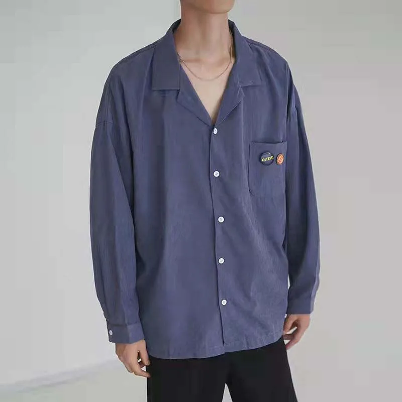 

2022 Spring New Men Casual Shirts Large Size Solid Color Long Sleeve Blouses Vintage Clothing Korean Style Male Cardigan