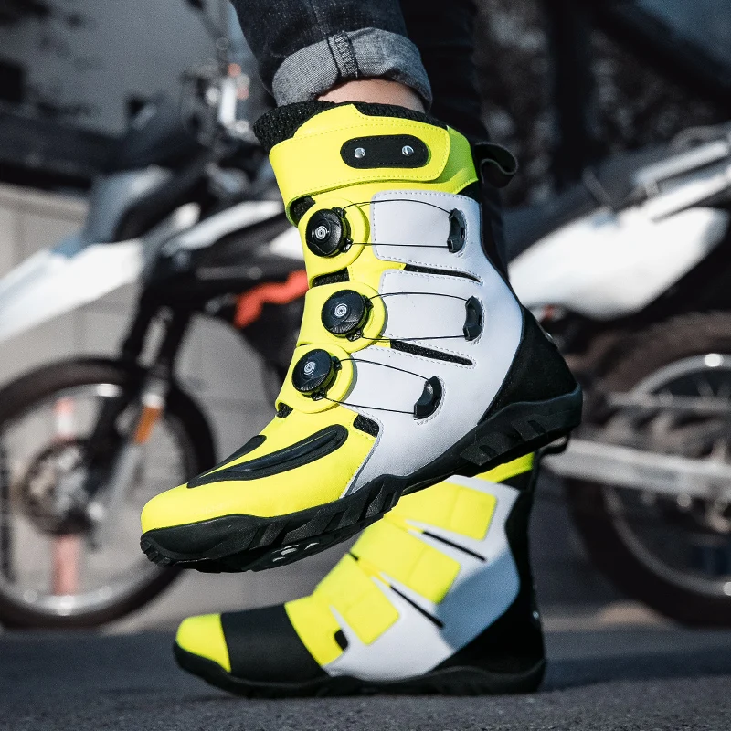 Equipe de motocicleta equitação sapatos de motocicleta e bezerro sapatos fivela botas de motocicleta proteção tornozelo botas de equitação de bicicleta