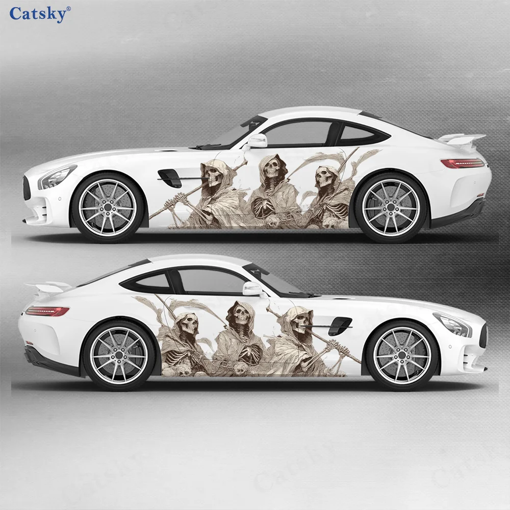 

Dark Black Robe Skeleton Car Side Sticker Decoration,PVC Waterproof Scratch Resistant Decal,Car Protection,Auto Accessories Gift