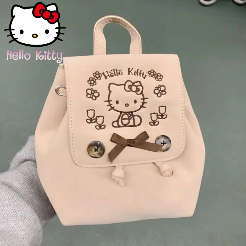 

Hello Kitty Mini Embroidered Both Shoulders Package Cute Cartoon Sweet Versatile Ins Lazy Wind Handbag Birthday Gift for Girls