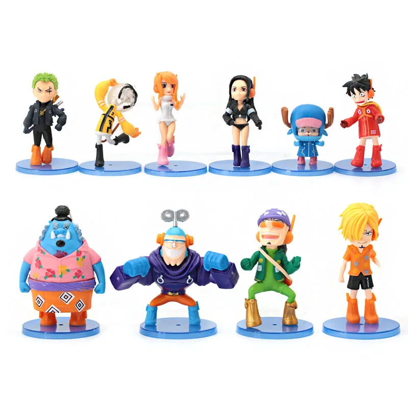 10 unids/set Luffy Zoro Sanji Nami Chopper Usopp Jinbe Robin FRANKY BROOK Anime figuras de juguete colección PVC modelo