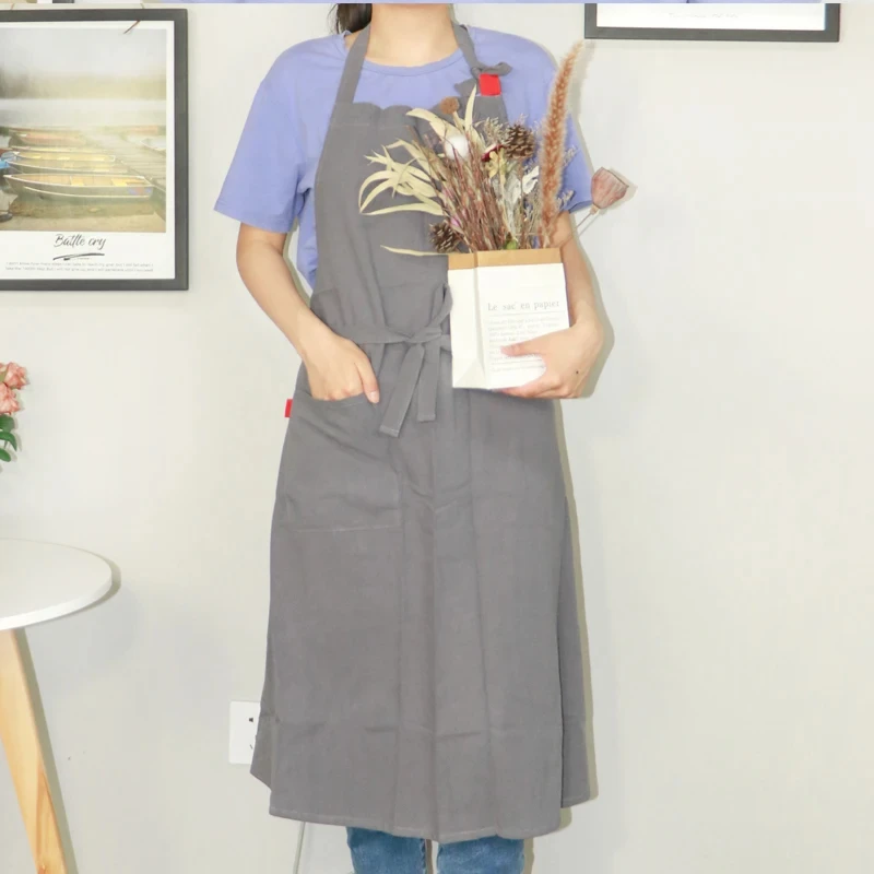 Retro Comfortable Cotton Hemp Apron Home Kitchen Oil Proof Breathable Apron Flower Shop Milk Tea Shop Anti fouling Work Clothes