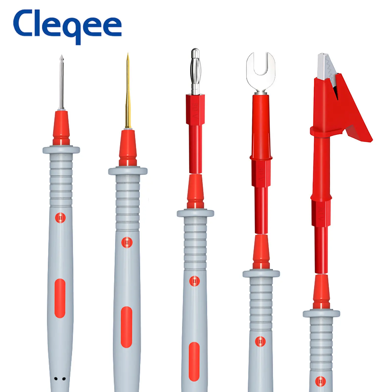 Cleqee p1503 série kit de chumbo teste com sonda de agulha substituível 4mm plugue banana sonda de teste clipe jacaré para testes multímetro