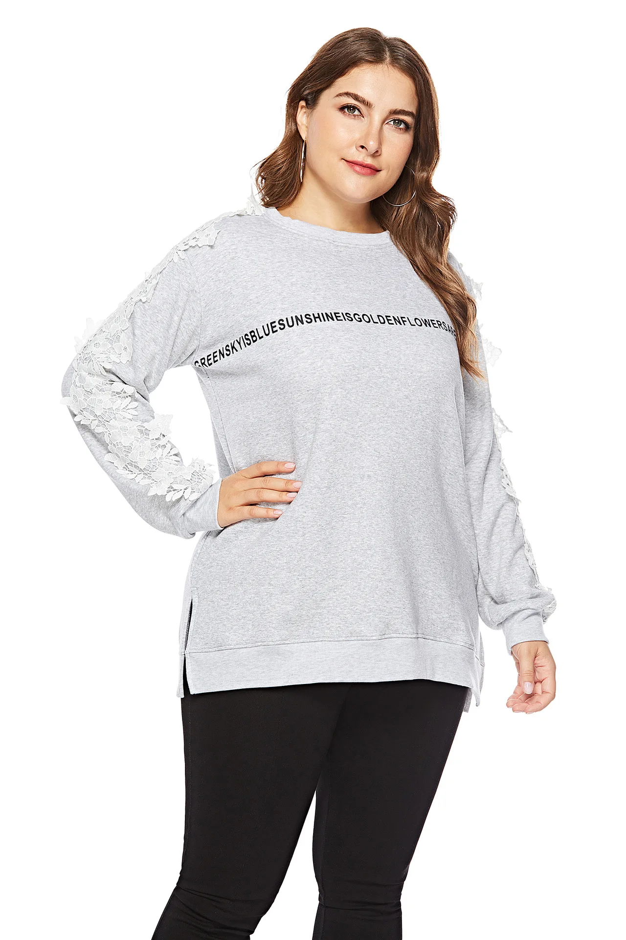 Plus Size O Neck Long Sleeve Fashional Sweatshirt For Women