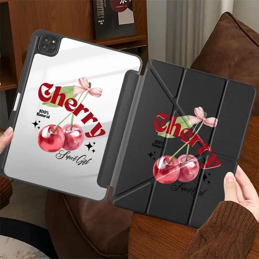 

Tablet Case For iPad Air 4 5 M3 M2 1 2 M4 11inch Pro 11th 10th 9th 8th 7th 12.9inch Mini 6 7 Pro 2025 Holder Cover Fruit Cherry