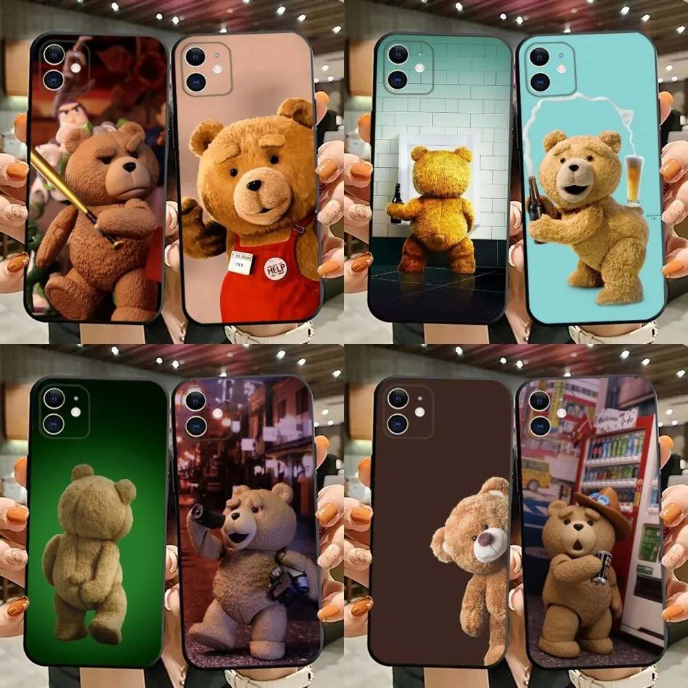 

T-Teddy Bear Movie T-Ted Phone Case For iPhone 15,14,13,12,11,Plus,Pro Max,XS,X,XR,SE,Mini,8,7 Soft Silicone Black Cover