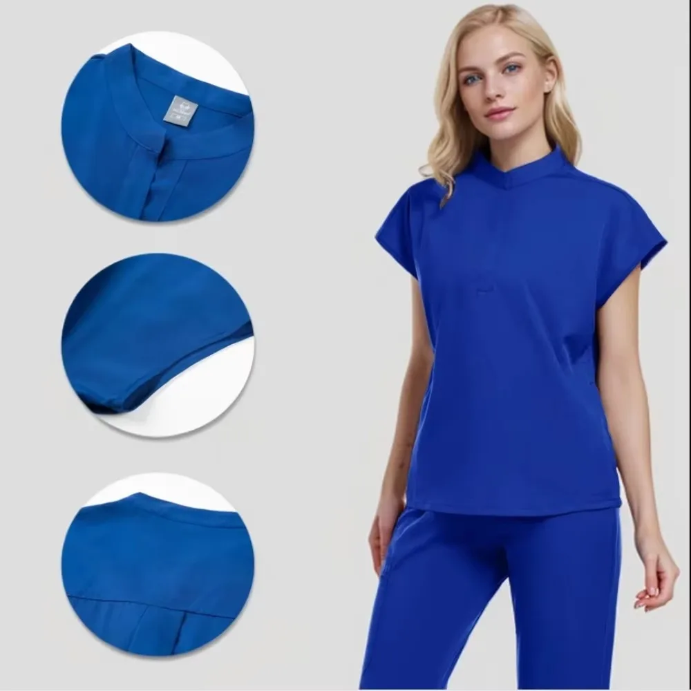 Uniformes de enfermeira hospitalar confortável médico jogger elegante esfrega ternos novo design hospital feminino enfermeira topos e calças esfrega conjunto