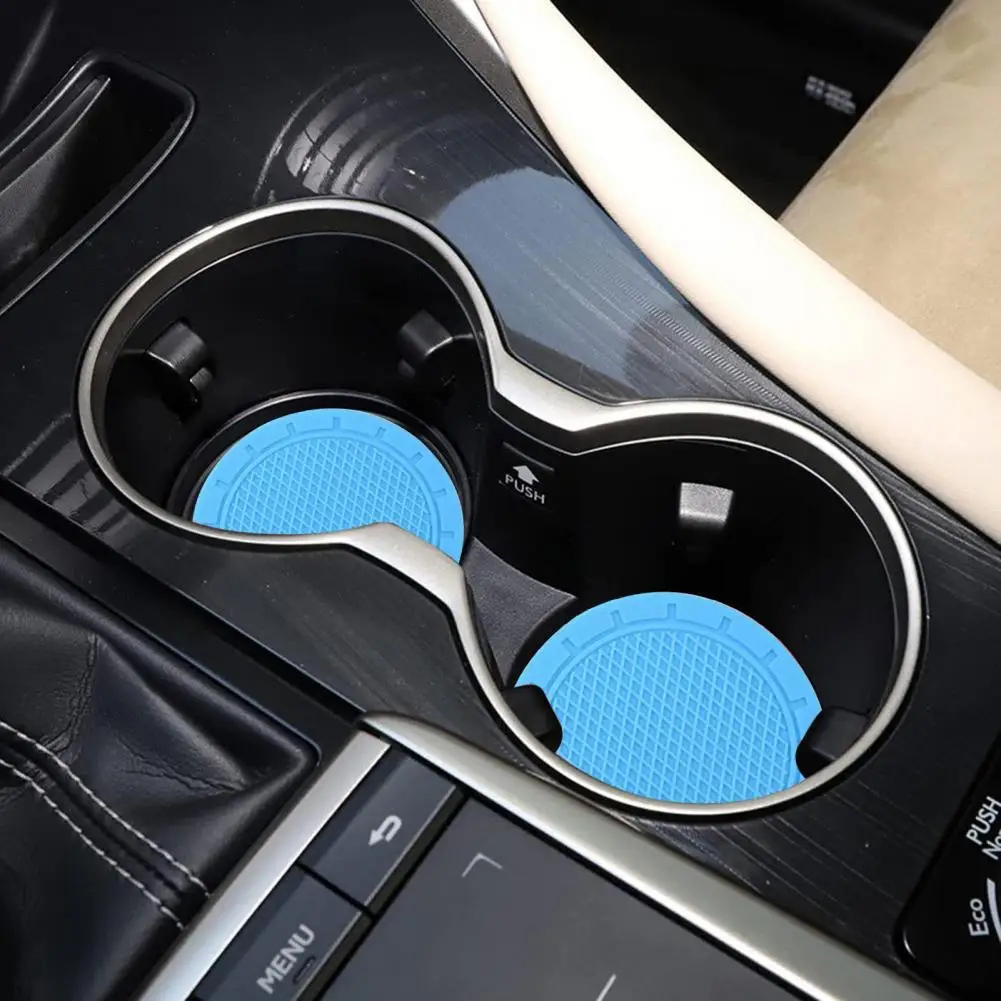 Car Cup Coaster Anti-deform Groove Pattern PVC Anti-slip Round Bendable Car Drink Holder for Daily