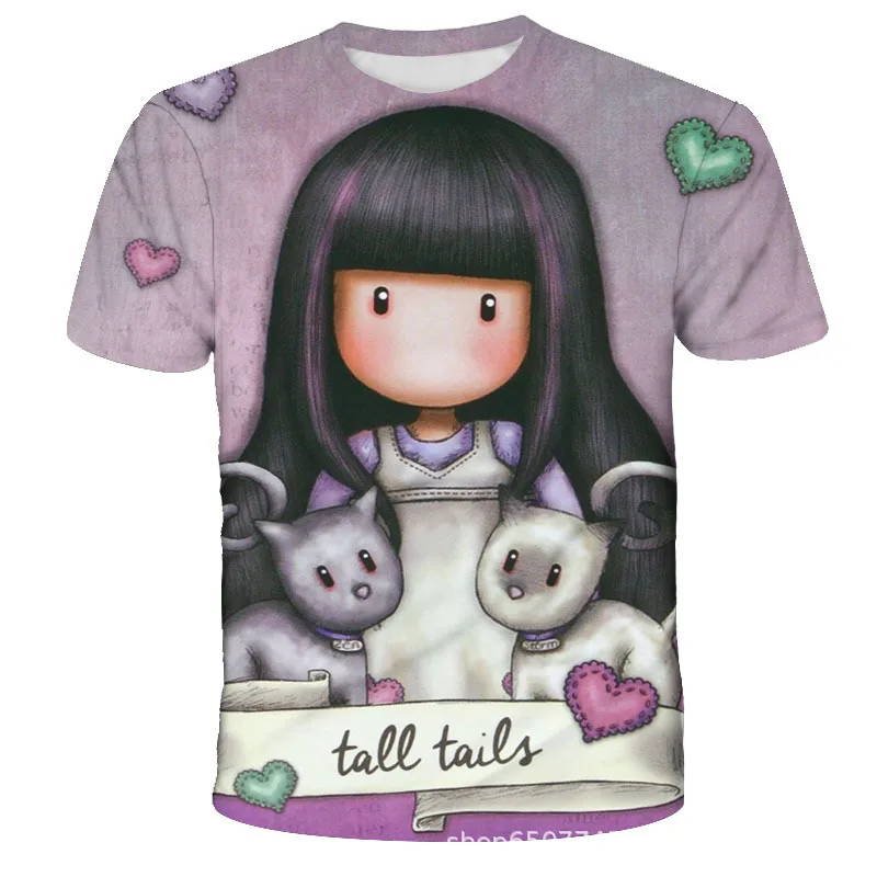 3D Cartoon Girl Gorjuss T-shirts Stylish Men/Women Short Sleeve Kawaii Tee Shirt Casual Children's Anime Top Oversized Clothing