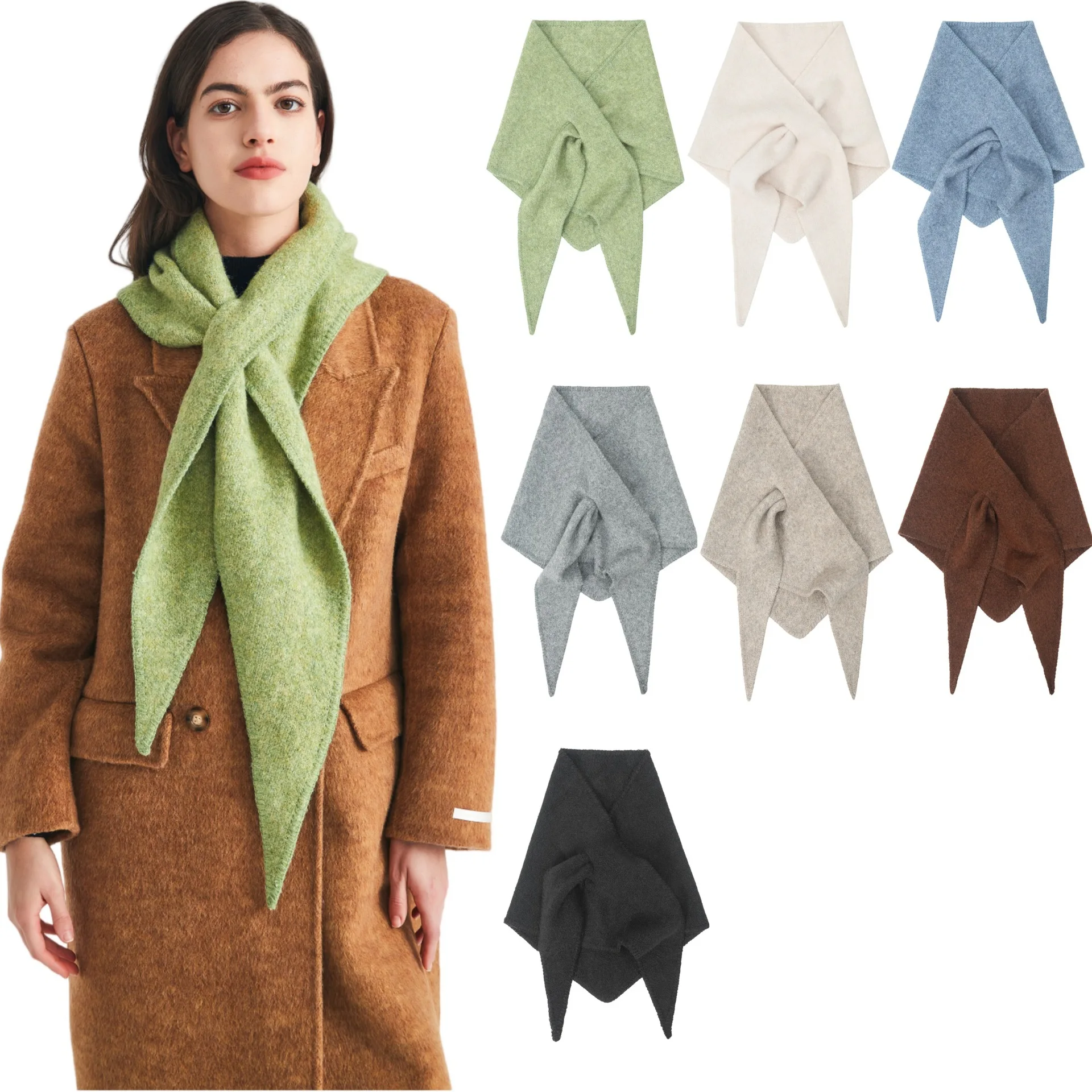 Wool Knit Triangle Scarf for Women Warm Autumn Winter Shawl Wrap Soft Shoulder Neck Cover for Daily Wear