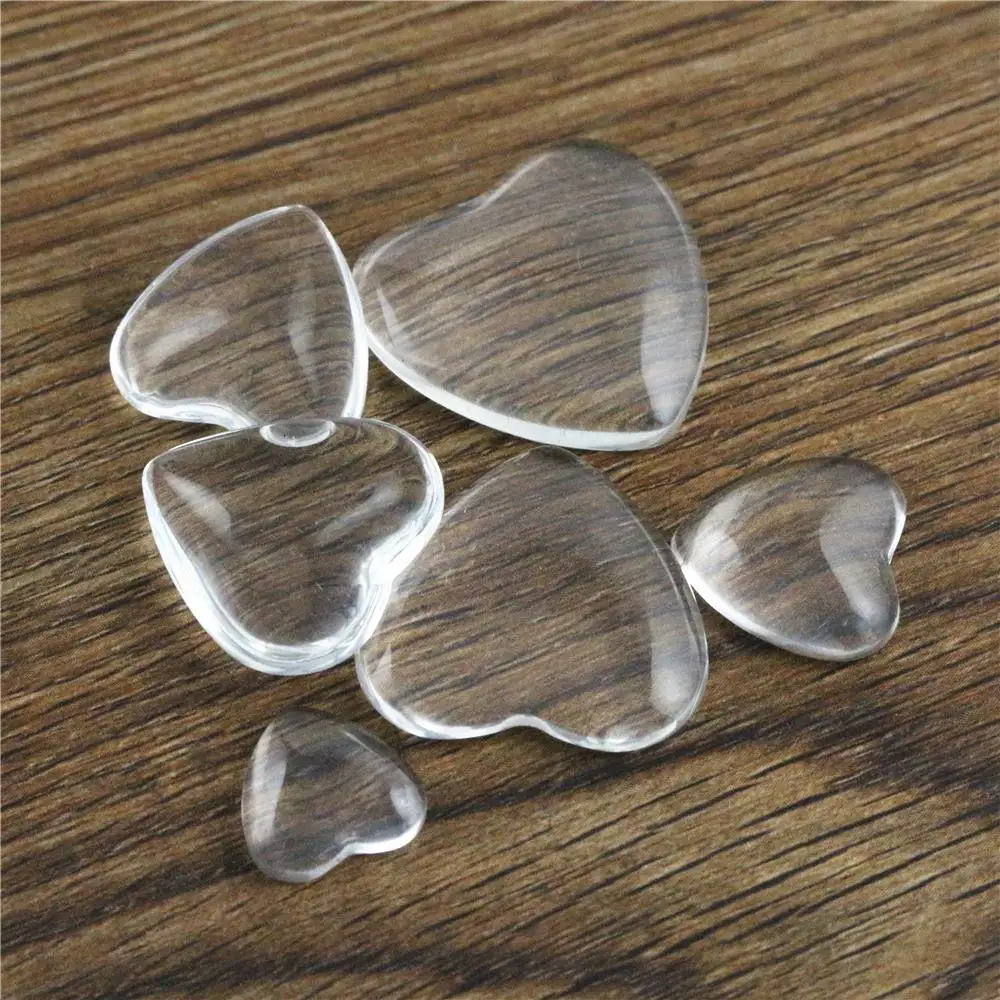 

12mm 16mm 18mm 20mm 23.5mm 25mm Heart Flat Back Clear Glass Cabochon, High Quality,Wholesale Promotion