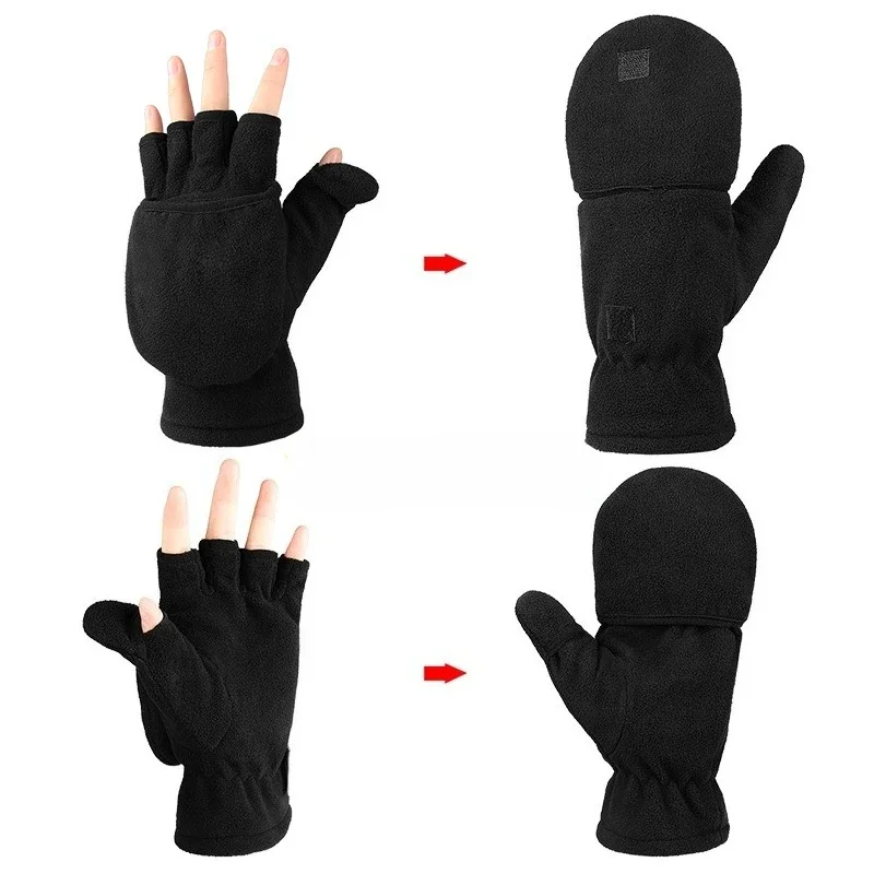 

Winter Daily Commute Warm Gloves Cold Weather Convertible Fingerless to Mittens Windproof Thermal Gloves for Men & Women