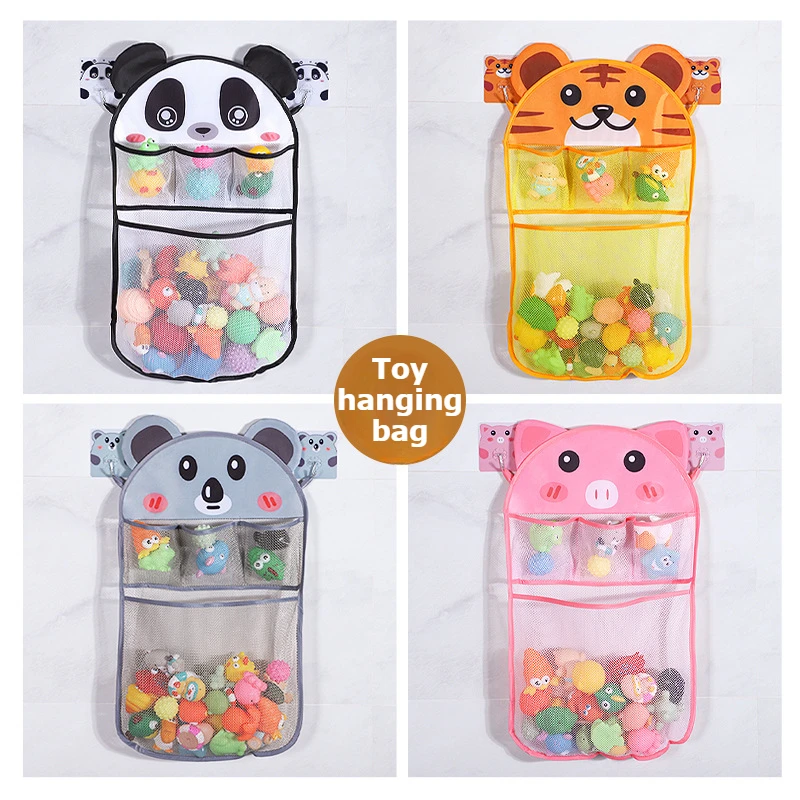 1Pc Single/double-layer Cute Cartoon Animal Mesh Hanging Bag for Baby Toy Kids Bath Toy Water Ball Drain Hanger Basket Organizer